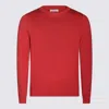 Malo Crewneck Sweater With Ribbed Cuffs And Hem In Orange
