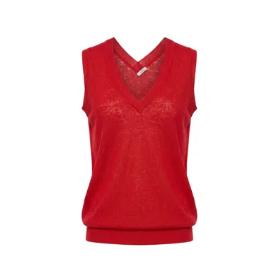 Malo Red Linen Women Tank