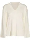 Malo Knitwear V-neck Long Sleeves Soft Texture In White
