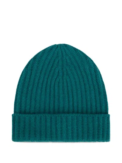 Malo Ribbed Beanie Hat In Blue