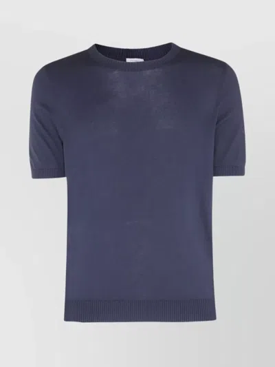 Malo Ribbed Collar Short Sleeves T-shirt In Blue