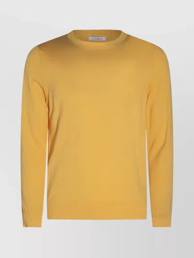 Malo Ribbed Crewneck Sweater Long Sleeves In Yellow