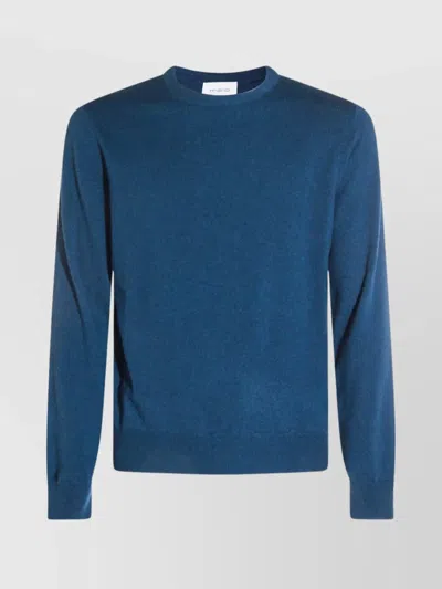 Malo Ribbed Crewneck Sweater With Long Sleeves In Blue