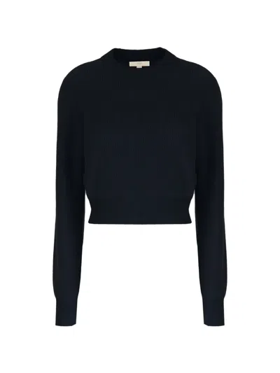 Malo Ribbed Cropped Sweater In Black
