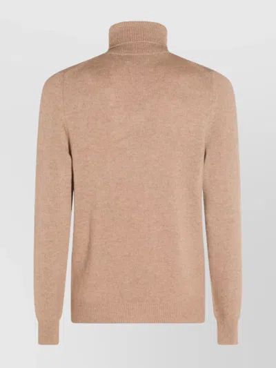 Malo Ribbed Cuffs Turtleneck Sweater In Neutral