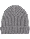 Malo English Folded Cuff Ribbed Pleated Brim In Grey