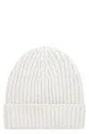 Malo Ribbed Knit Beanie In Ecru