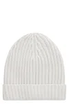 Malo Ribbed Knit Beanie In Ecru