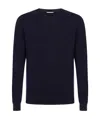 Malo Ribbed-knit Edge Cotton Jumper In Black