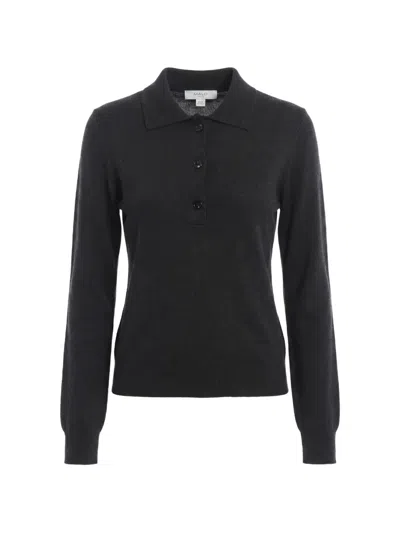 Malo Long-sleeve Polo-collar Sweater In Black
