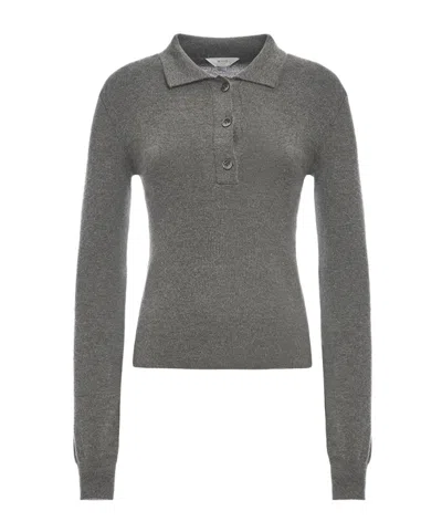 Malo Ribbed Polo In Cashmere Silk In Gray