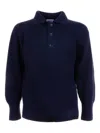 Malo Button-closure Long-sleeve Polo Shirt In Blue