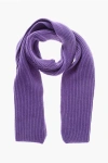Malo Ribbed Pure Cashmere Scarf In Purple