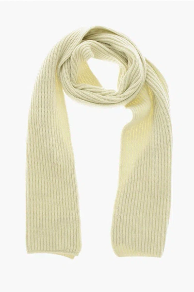 Malo Ribbed Pure Cashmere Scarf In Yellow