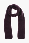 Malo Ribbed Pure Cashmere Scarf In Purple