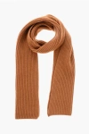 Malo Ribbed Pure Cashmere Scarf In Brown