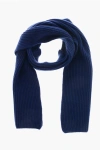 Malo Ribbed Pure Cashmere Scarf In Blue