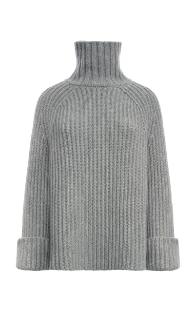 Malo Ribbed Raglan Cashmere Turtleneck In Grey