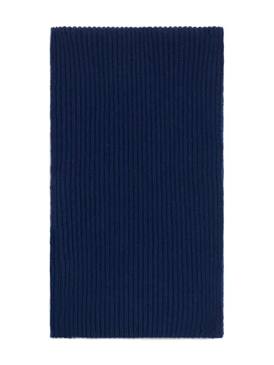 Malo Ribbed Scarf In Blue