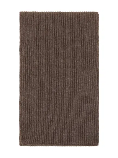 Malo Ribbed Scarf In Brown