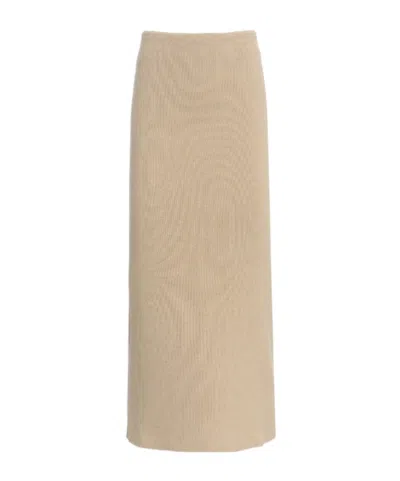 Malo Ribbed Skirt In Luxury Cashmere In Brown
