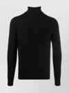 Malo Ribbed Turtleneck Knit Sweater With High Collar In Black