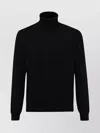 Malo Ribbed Turtleneck Knit Sweater With High Collar In Black