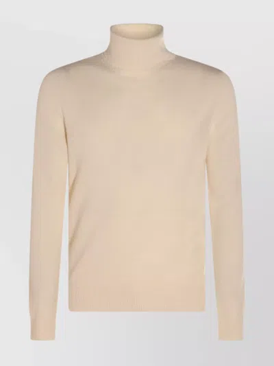 Malo Ribbed Turtleneck Sweater With Long Sleeves In Neutral