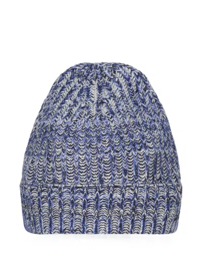 Malo Ribbed-knit Beanie Hat In Blue