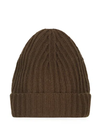 Malo Ribbed-knit Beanie Hat In Brown