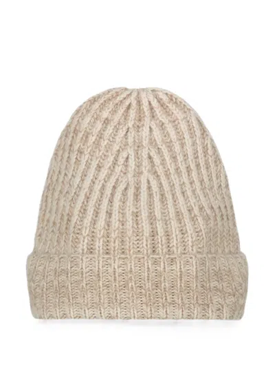 Malo Ribbed-knit Beanie Hat In Neutral