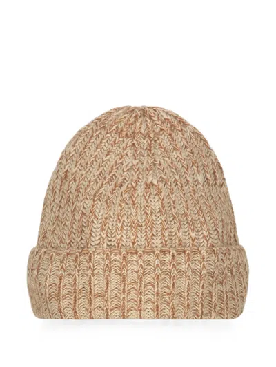 Malo Ribbed-knit Cashmere Beanie Hat In Brown