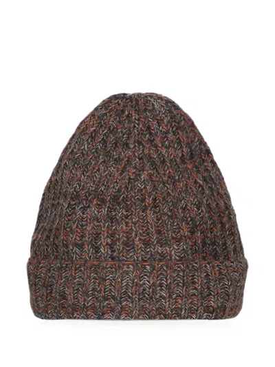 Malo Ribbed-knit Cashmere Beanie Hat In Brown