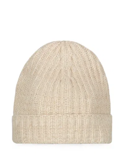 Malo Ribbed-knit Cashmere Beanie Hat In Neutral