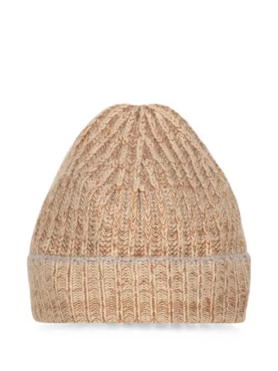 Malo Ribbed-knit Cashmere Beanie Hat In Brown