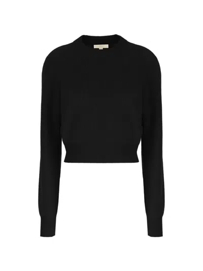 Malo Ribbed-knit Cropped Sweater In Black