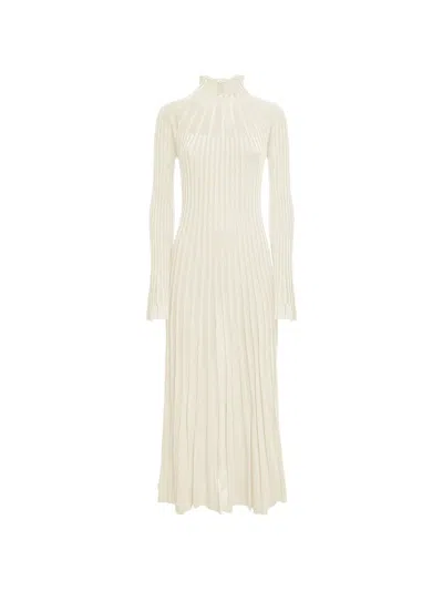Malo Ribbed-knit Long-sleeve Dress In Neutral