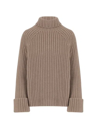 Malo Ribbed-knit Roll-neck Sweater In Brown