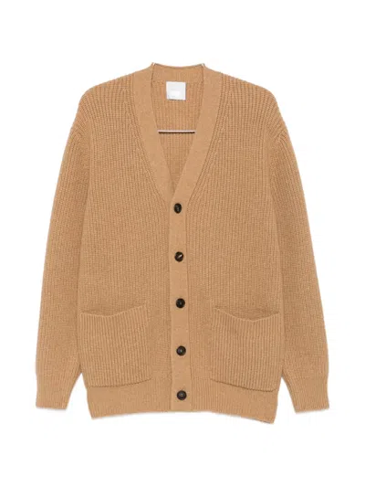 Malo Ribbed-knit V-neck Cardigan In Neutral