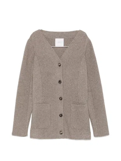 Malo Taupe V-neck Patch-pocket Cashmere Cardigan In Multi