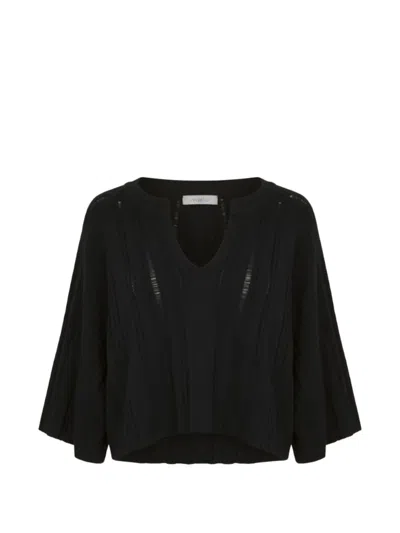 Malo Ribbed-knit V-neck Sweater In Black