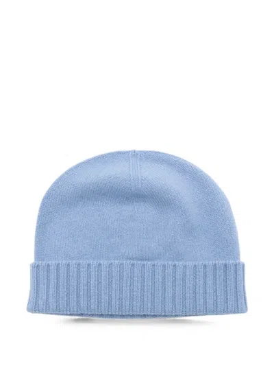 Malo Ribbed-trim Cashmere Beanie Hat In Blue