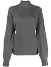 Malo Roll-neck Ribbed Cashmere Jumper In Grey