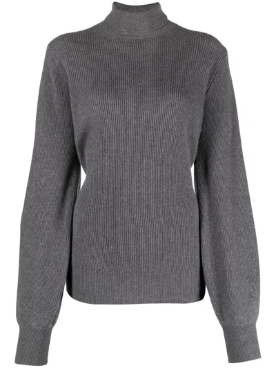 Malo Roll-neck Ribbed Cashmere Jumper In Grey