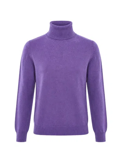Malo Roll-neck Cashmere Sweater In Purple