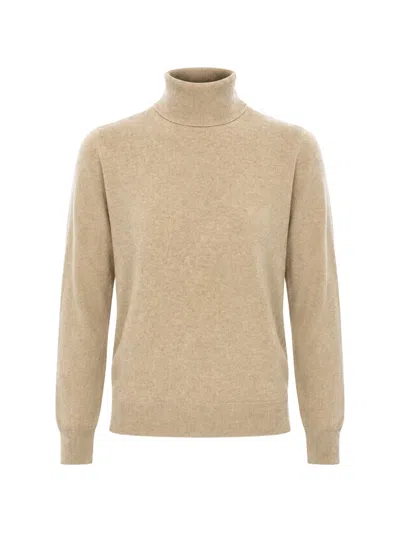 Malo Roll-neck Knitted Sweater In Brown