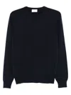 Malo Cashmere-wool Blend Crew Neck Sweater With Ribbed Cuffs In Black