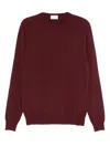 Malo Thin Wool Crew Neck Long Sleeve Sweater In Red