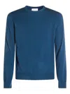Malo Ribbed Crewneck Sweater With Long Sleeves In Blue