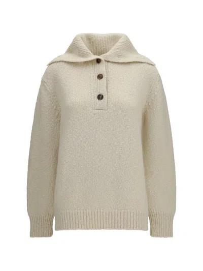 Malo Sailor Collar Cashmere-wool Blend Sweater In Neutral